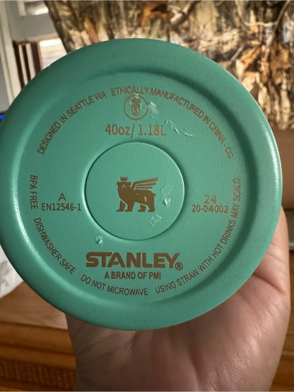 Stanley Teal Travel Mug with Gold Monogram Accents - Picture 5 of 5